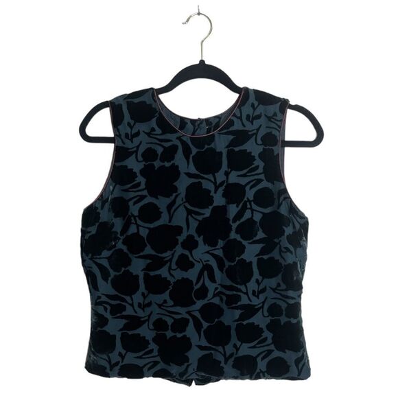 Banana Republic Velvet Burnout Button Back Silk Blend Top - Picture 2 of 16